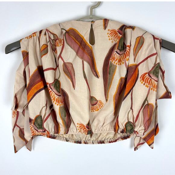 Andrea Iyamah NEW Halima Crop Top Tan Eucalyptus Print XL resort tropical - Picture 5 of 14